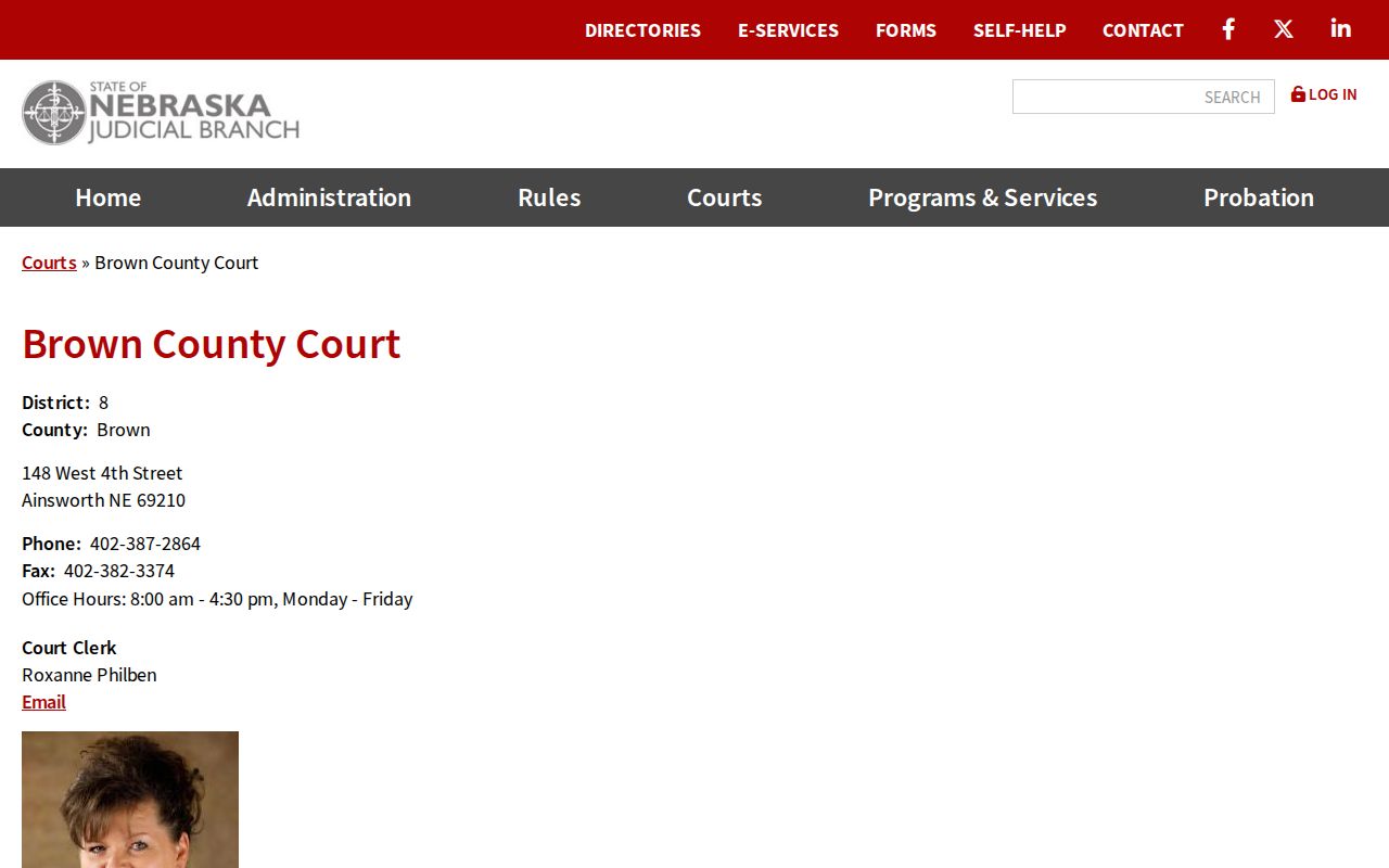 Brown County criminal court case listing for County Court