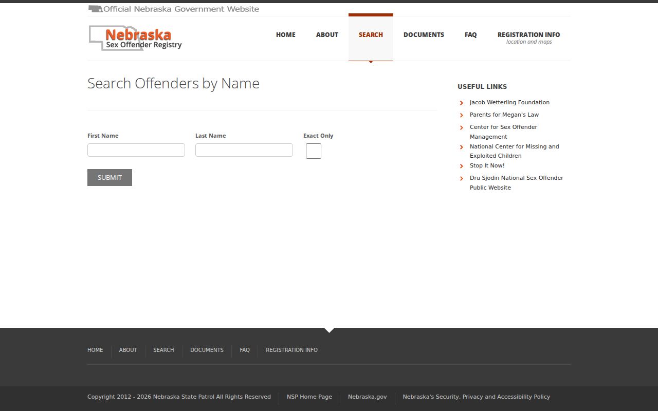 Brown County sex offender name lookup fields