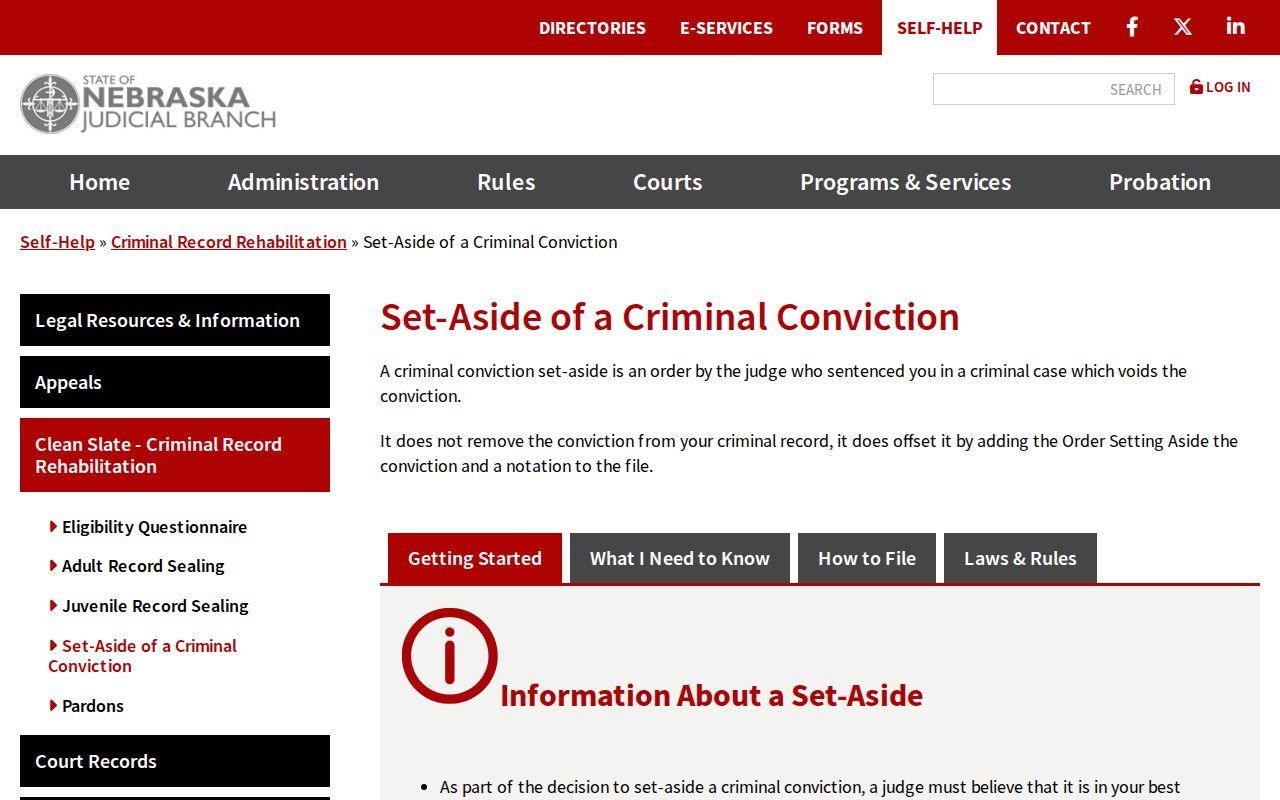 Brown County criminal conviction set-aside procedure